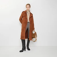Long Nubuck Castleford Trench Coat in Ginger brown - Women, Leather | Burberry® Official
