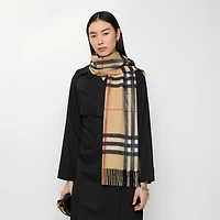 Crystal Check Cashmere Scarf in Sand beige | Burberry® Official
