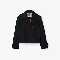 Cropped Gabardine Trench Jacket in Black - Women, Cotton | Burberry® Official