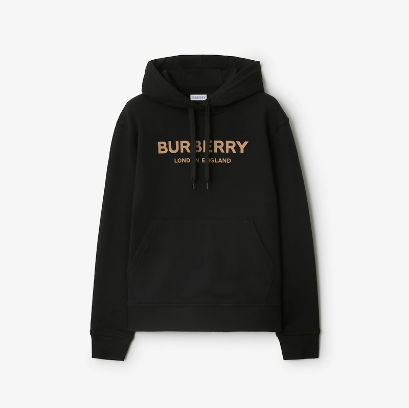Logo Cotton Hoodie in Black - Women | Burberry® Official