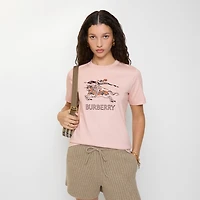 Knight Sketch Cotton T-shirt in Bouquet pink - Women | Burberry® Official