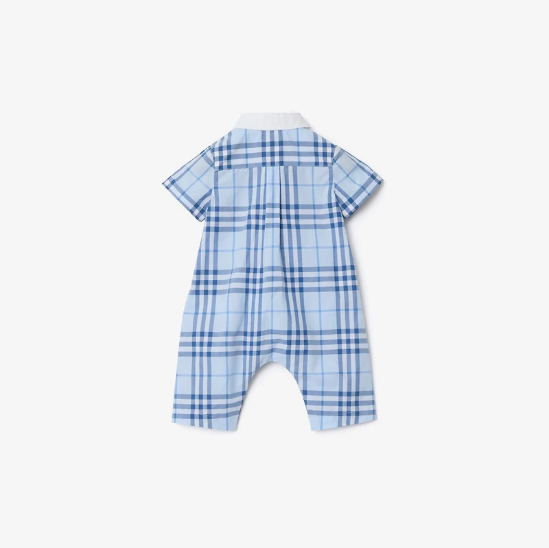 Check Cotton Playsuit in Ice blue - Children | Burberry® Official