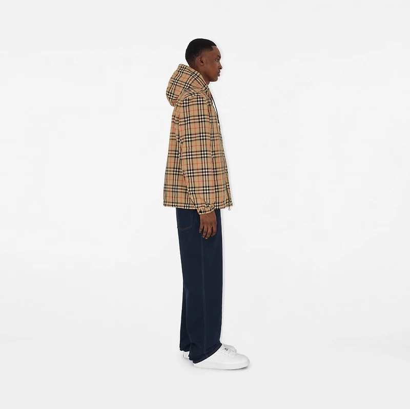 Reversible Check Jacket in Sand beige - Men, Nylon | Burberry® Official