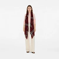 Wide Check Wool Scarf in Oxblood | Burberry® Official