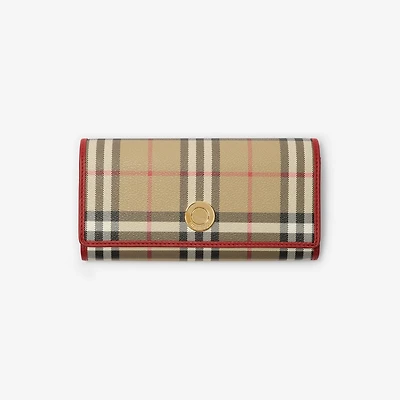 Check Continental Wallet in Archive beige/ruby red - Women | Burberry® Official