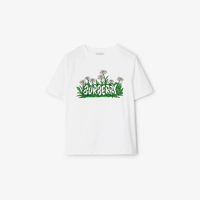 Daisy Logo Cotton T-shirt in White | Burberry® Official