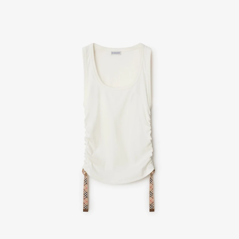 Festival Cotton Blend Tank Top in Chalk - Women | Burberry® Official