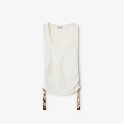 Festival Cotton Blend Tank Top in Chalk - Women | Burberry® Official