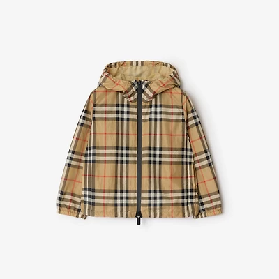 Check Nylon Hooded Jacket in Sand | Burberry® Official