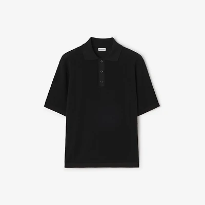 Check Trim Cotton Polo Shirt in Black - Men | Burberry® Official