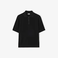 Check Trim Cotton Polo Shirt in Black - Men | Burberry® Official