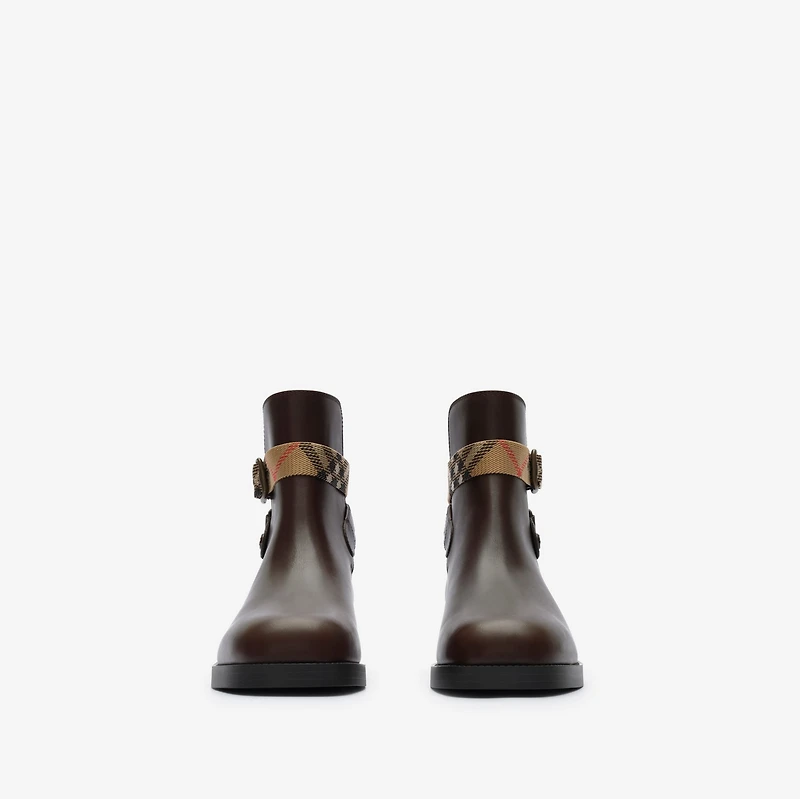 Leather Huntley Boots in Treacle brown - Women | Burberry® Official