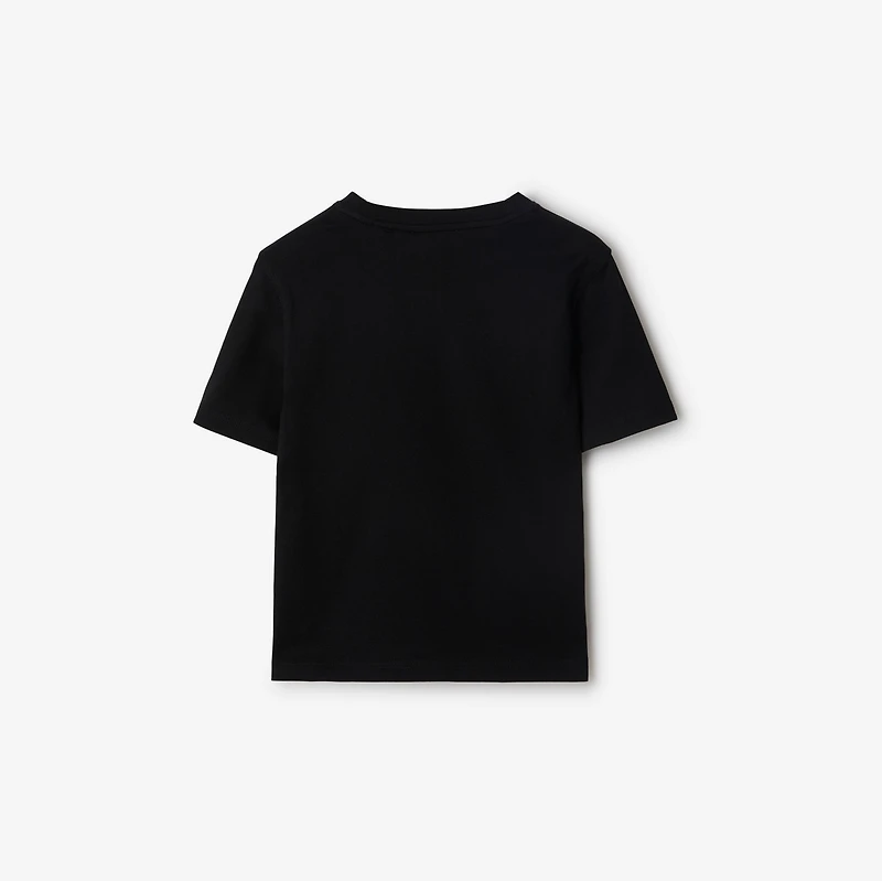 Check Label Cotton T-shirt in Black | Burberry® Official