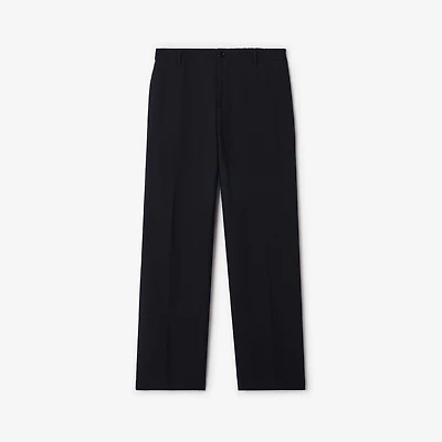 Cotton Linen Tailored Trousers in Navy - Men | Burberry® Official