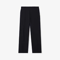 Cotton Linen Tailored Trousers in Navy - Men | Burberry® Official
