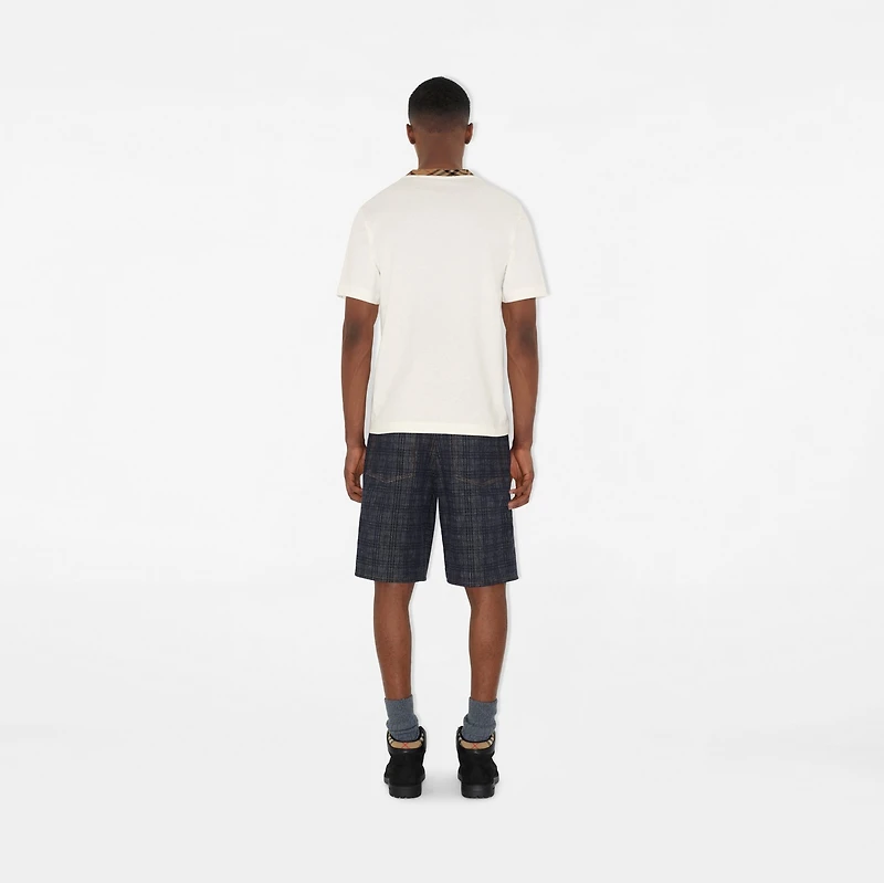 Check Trim Cotton T-shirt in Chalk white - Men | Burberry® Official