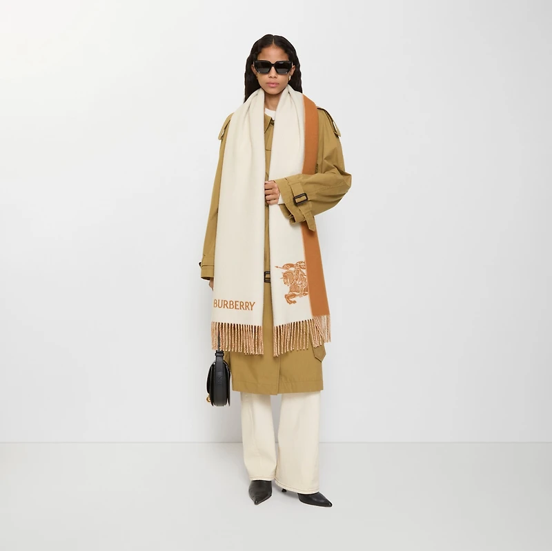 Reversible EKD Cashmere Scarf in Pebble white | Burberry® Official