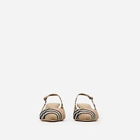 Check Dame Slingback Pumps​ in Sand - Women, Linen | Burberry® Official