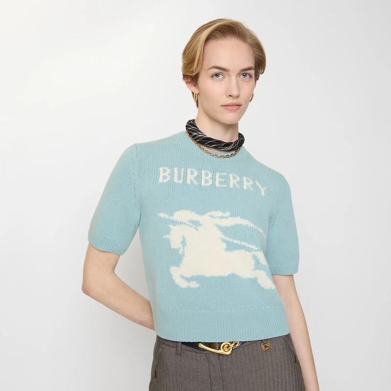 EKD Wool Cashmere Top in Eggshell blue - Women | Burberry® Official