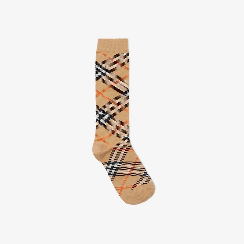 Check Cotton Blend Socks in Sand - Children | Burberry® Official