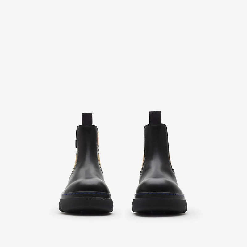 Leather Creeper Low Chelsea Boots in Black/sand - Women | Burberry® Official