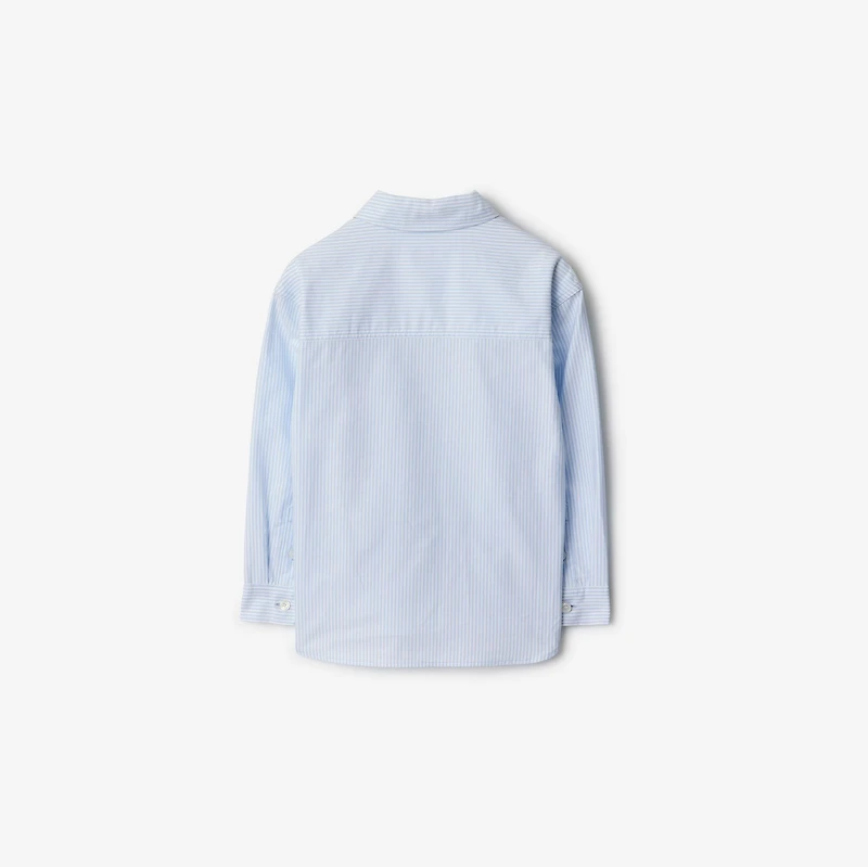 Striped Cotton Oxford Shirt in Pale blue | Burberry® Official