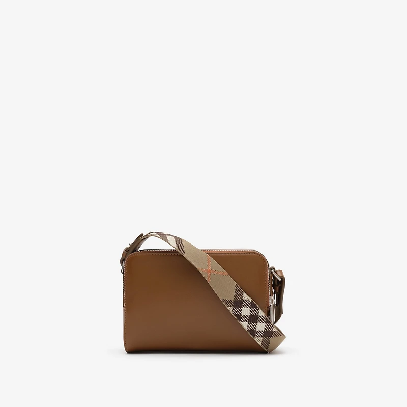 Pop Check Crossbody Bag in Finch brown/hazel brown - Men, Leather | Burberry® Official