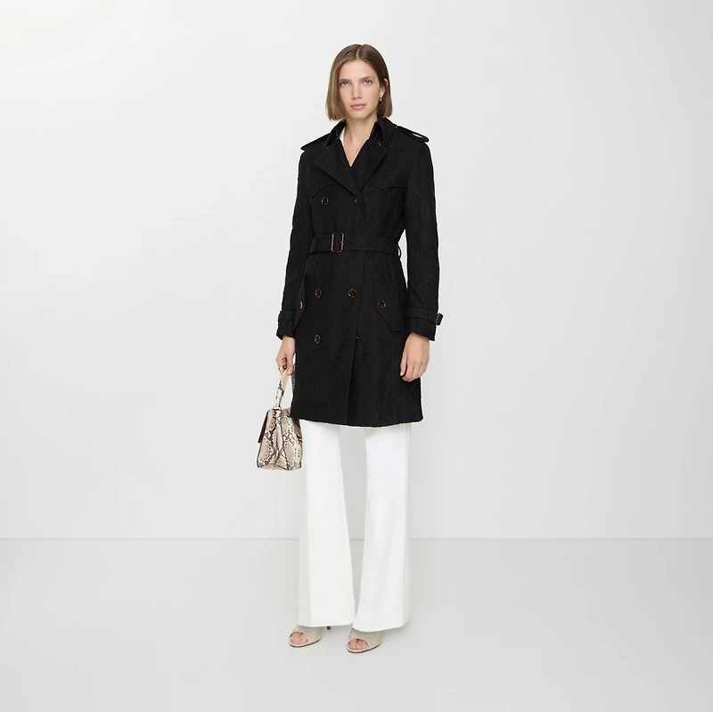 Mid-length Paisley Lace Foxfield Trench Coat in Black - Women | Burberry® Official