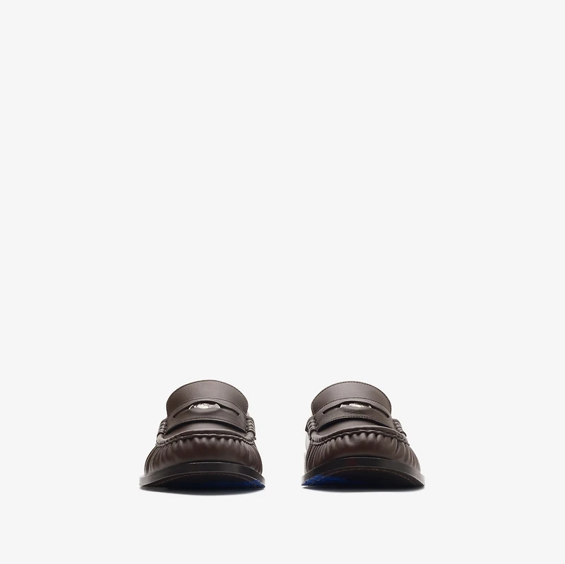 Leather Cadet Loafers in Treacle brown - Men | Burberry® Official