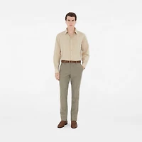 Leather Engraved Check Belt in Hazel - Men | Burberry® Official