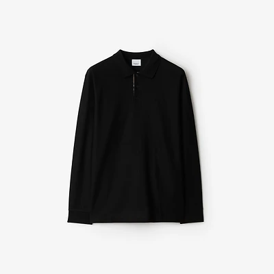 Long-sleeve Cotton Polo Shirt in Black - Men | Burberry® Official