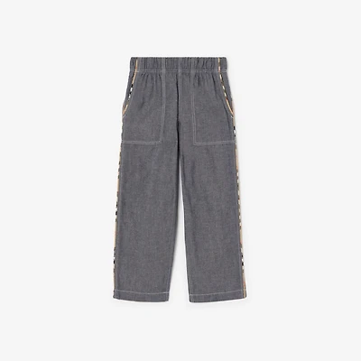 Cotton Chambray Cargo Trousers in Damson blue | Burberry® Official