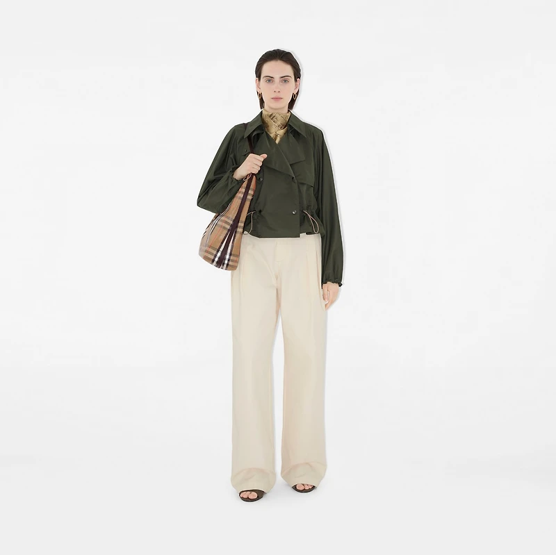 Medium Highlands Shoulder Bag in Sand beige - Women, Cotton, Linen | Burberry® Official