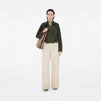 Medium Highlands Shoulder Bag in Sand beige - Women, Cotton, Linen | Burberry® Official