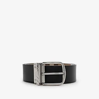 Reversible Check Pin Belt in Black/sand beige - Men | Burberry® Official