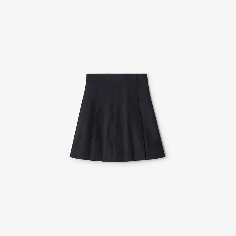 Pleated Cotton Blend Skirt in Storm blue | Burberry® Official