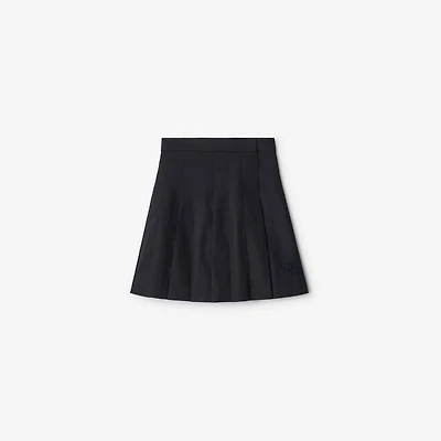 Pleated Cotton Blend Skirt in Storm blue | Burberry® Official