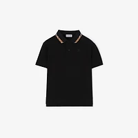 Cotton Pique Polo Shirt in Black | Burberry® Official