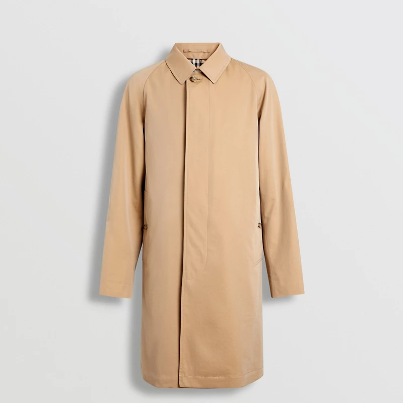 Mid-length Lightweight Camden Car Coat in Honey Beige - Men, Cotton Gabardine | Burberry® Official