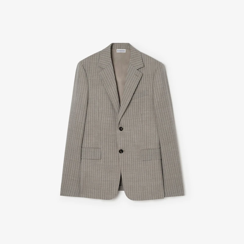 Pinstriped Wool Sloane Tailored Jacket in Soil brown/cotton white - Men | Burberry® Official