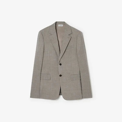 Pinstriped Wool Sloane Tailored Jacket in Soil brown/cotton white - Men | Burberry® Official