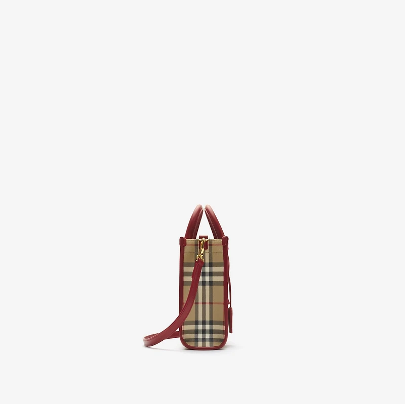 Mini Freya Tote in Archive beige/ruby red - Women | Burberry® Official