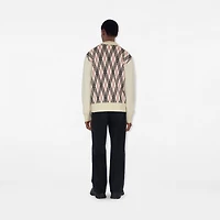 Argyle Check Wool Blend Sweater in Chalk white - Men, Cashmere | Burberry® Official