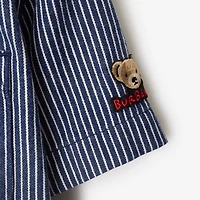 Striped Denim Shirt in Dark navy | Burberry® Official