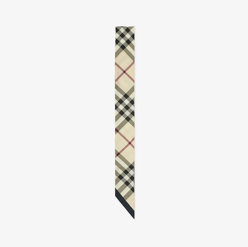 Skinny Check Silk Scarf in Stone | Burberry® Official