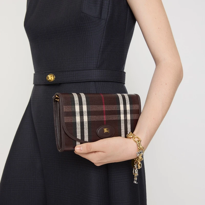 Highlands Chain Strap Wallet​ in Mahogany red - Women | Burberry® Official