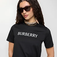 Logo Cotton T-shirt in Black - Women | Burberry® Official