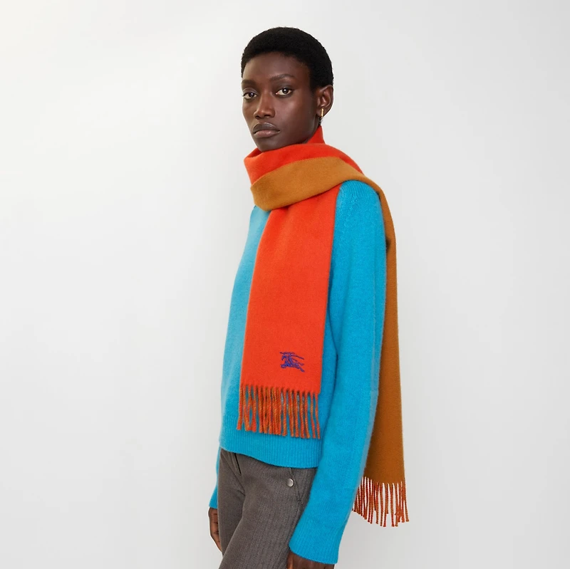 Reversible Cashmere Scarf in Tomato/squash | Burberry® Official