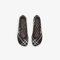 Check Knit Baby Ballerinas in Mahogany - Women | Burberry® Official