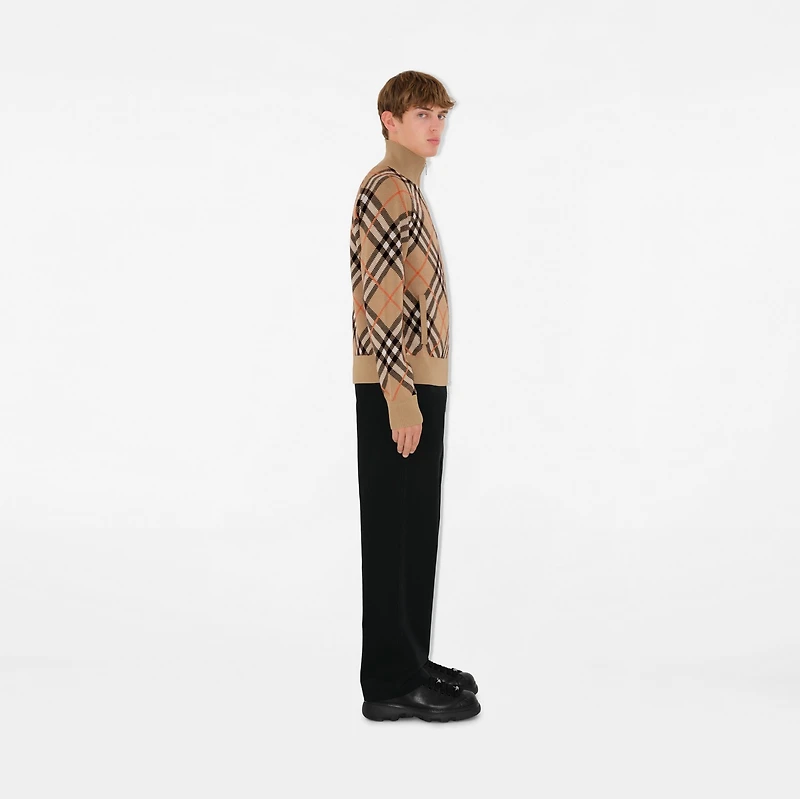 Check Wool Mohair Blend Jacket in Sand - Men, Nylon | Burberry® Official